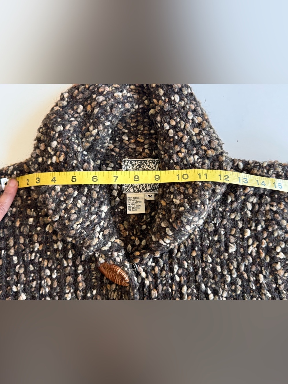 Anthropologie Curio Chunky Knit Snap Button Hooded Cardigan Sweater Coat Size PM - Picture 8 of 11